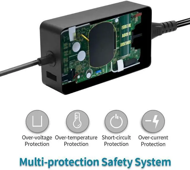 Alt view image 3 of 7 - 65W Surface Charger Compatible with Microsoft Surface Pro 10 9 8 7+ 7 6 5 4 3 X Surface Laptop 7 6 5 4 3 2 1 Surface Book 3 2 1 Surface Go 4 3 2 1 Tablet Windows Replacement Adapter