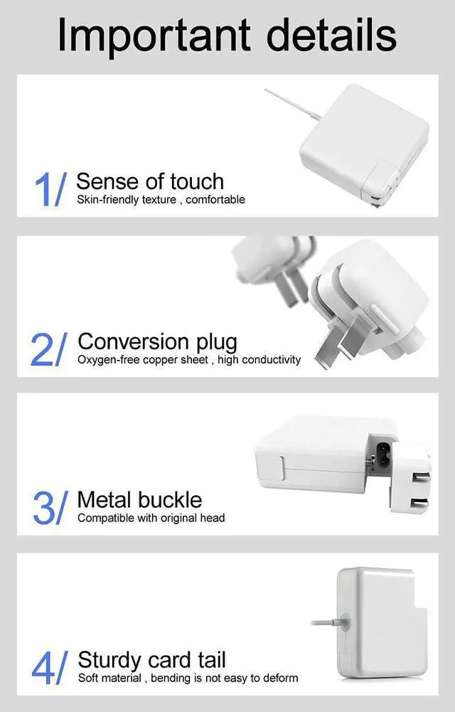 Alt view image 2 of 7 - Replacement for MacBook Pro Charger, 60W Magnetic L-Tip Power Adapter for Mac Book and Mac Book Pro 13-inch (Before Mid 2012 Models)
