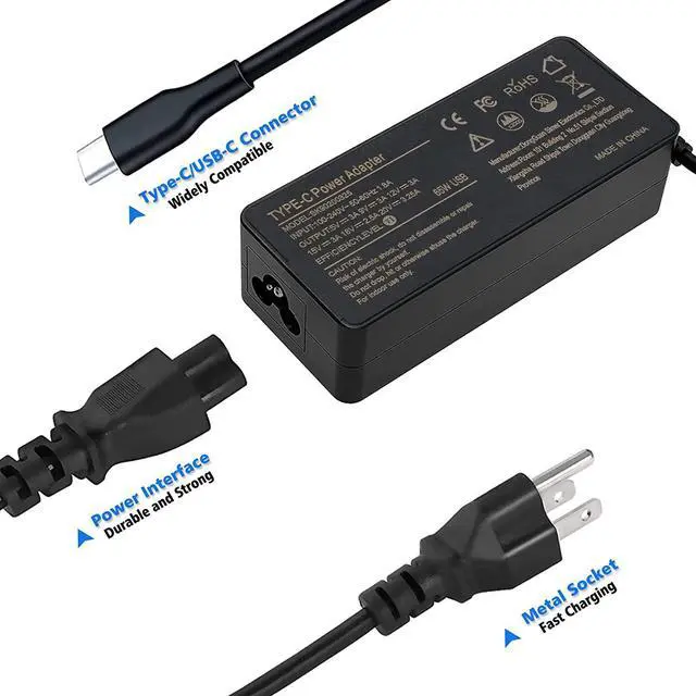 Alt view image 4 of 7 - 65W 45W Type C Power Adapter Chromebook, USB C Charger Fit for Lenovo Chromebook C330 S330 300e 100e 500e Chromebook 2nd Gen MTK AST N23 Yoga Series Laptop AC Adapter Power Supply Cord