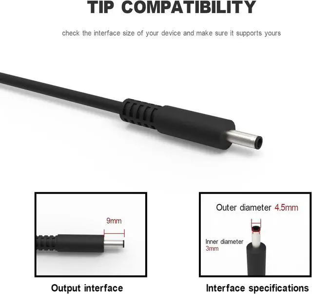 Alt view image 3 of 6 - 45W 65W Computer Charger Replacement for Dell Inspiron 11 13 14 15 3000 5000 7000 inspiron 3452 3551 3552 3558 3559 5552 5555 5558 5559 5565 5567 5568 5570 5578 P51F P25T P24T P57G Laptop Power Cord