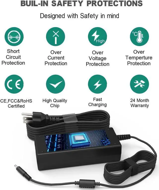 Alt view image 5 of 6 - 45W 65W Computer Charger Replacement for Dell Inspiron 11 13 14 15 3000 5000 7000 inspiron 3452 3551 3552 3558 3559 5552 5555 5558 5559 5565 5567 5568 5570 5578 P51F P25T P24T P57G Laptop Power Cord