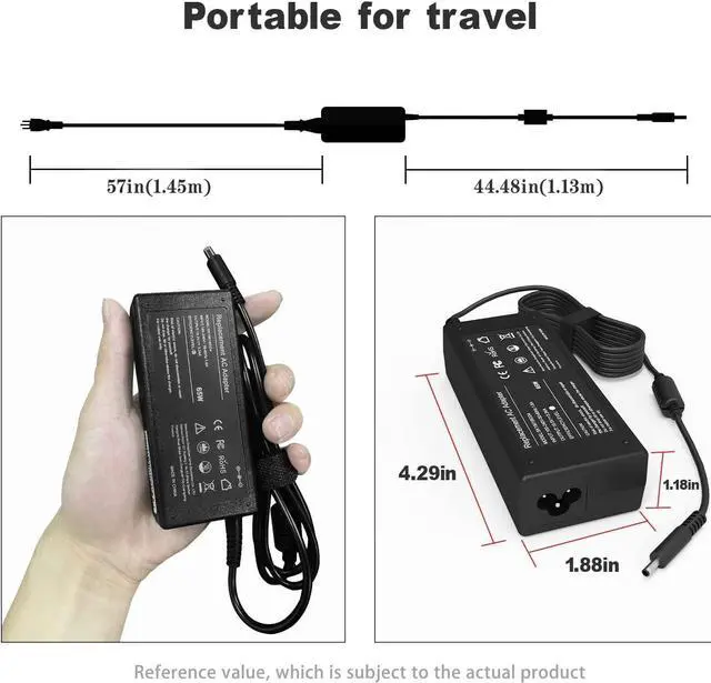 Alt view image 6 of 6 - 45W 65W Computer Charger Replacement for Dell Inspiron 11 13 14 15 3000 5000 7000 inspiron 3452 3551 3552 3558 3559 5552 5555 5558 5559 5565 5567 5568 5570 5578 P51F P25T P24T P57G Laptop Power Cord