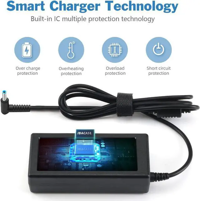 Alt view image 3 of 7 - Charger for Hp is 13252 Laptop Power Cord Supply Replacement 65W 45W for Hp Pavilion Spectre Envy X360 11 13 15 Zbook Elitebook 820 830 840 850 G3 G4 G5 G6 G7 213349-109 741727-001 AC Adapter Blue Tip