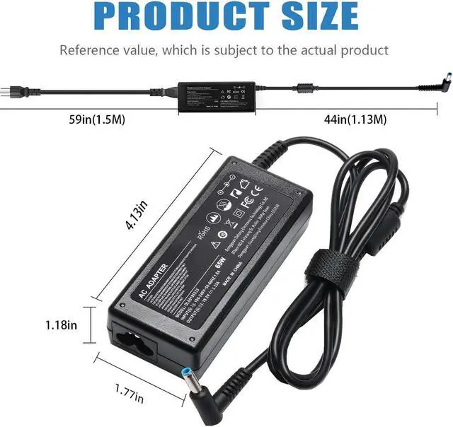Alt view image 4 of 7 - Charger for Hp is 13252 Laptop Power Cord Supply Replacement 65W 45W for Hp Pavilion Spectre Envy X360 11 13 15 Zbook Elitebook 820 830 840 850 G3 G4 G5 G6 G7 213349-109 741727-001 AC Adapter Blue Tip