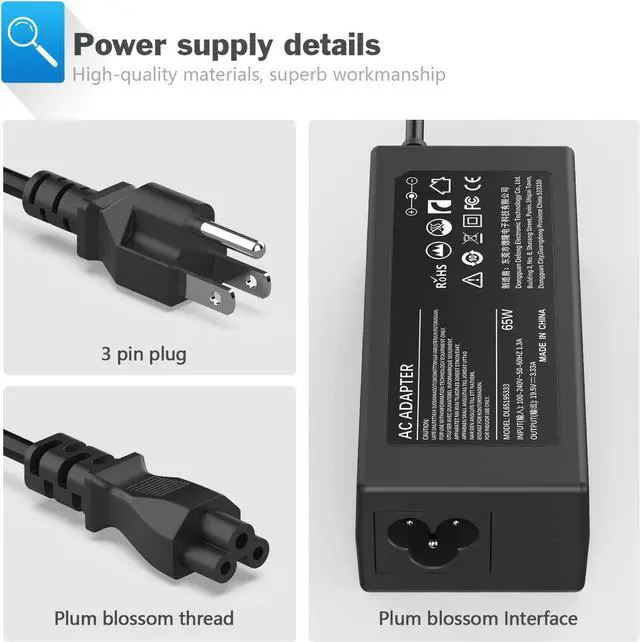 Alt view image 4 of 6 - 19.5V Laptop Charger for HP Chromebook 14 11 G3 G4 X360, Stream X360 Pavilion, Envy Spectre, Elitebook 850-G3 840-G3 820-G3 741727-001 Notebook Adapter Power Supply Cord