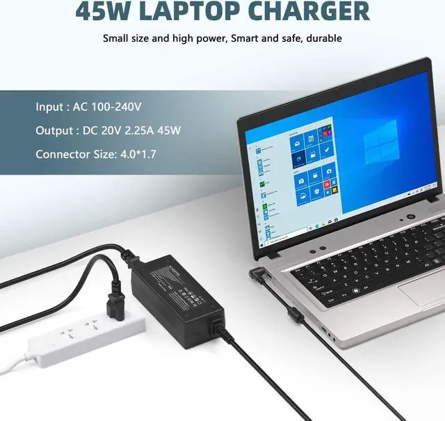 Alt view image 2 of 7 - 20V 2.25A 45W AC Adapter Laptop Charger Compatible with Lenovo Ideapad 100 110 110s 120s 310 320 320s 510 510s 710s 720s ;Yoga 710 11 14 15; Flex4 1130 1470 N22 GX20K11838 Power Adapter Supply Cord