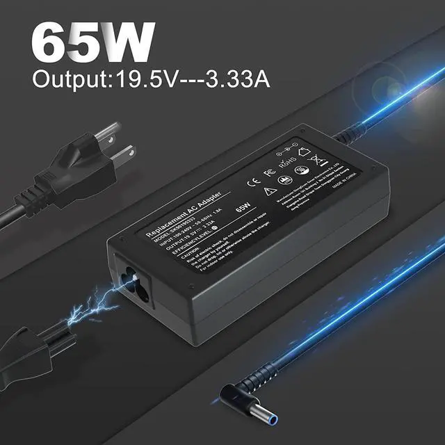 Alt view image 2 of 7 - 19.5V 3.33A 65W AC Adapter Laptop Charger for HP Elitebook 850-G3 840-G3 820-G3 745-G3 725-G3 755-G3 840-G4 820-G4 850-G4 HP ProBook 470-G3 470-G4 470-G5 645-G2 Power Supply Cordd