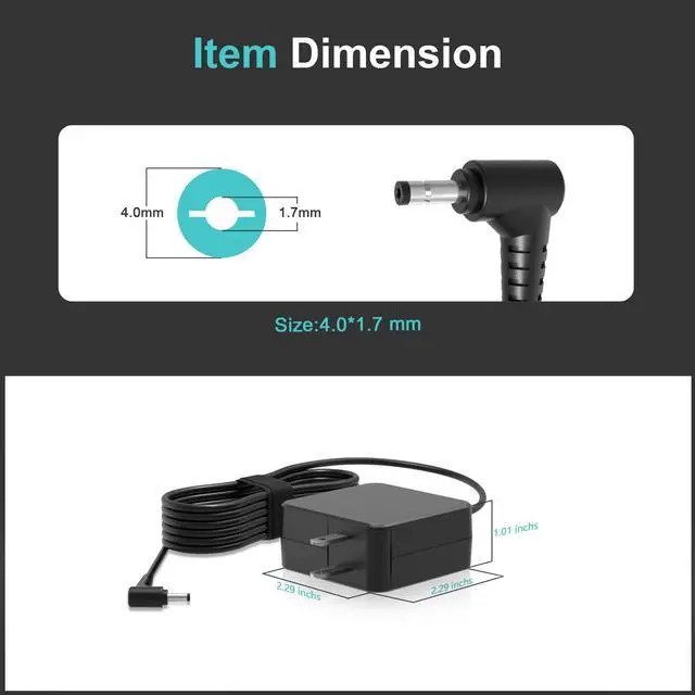 Alt view image 2 of 7 - 45W AC Adapter Charger Fit for Lenovo ADL45WCC PA-1450-55LL GX20L23044 Model Ideapad Series Laptop Power Supply Cord