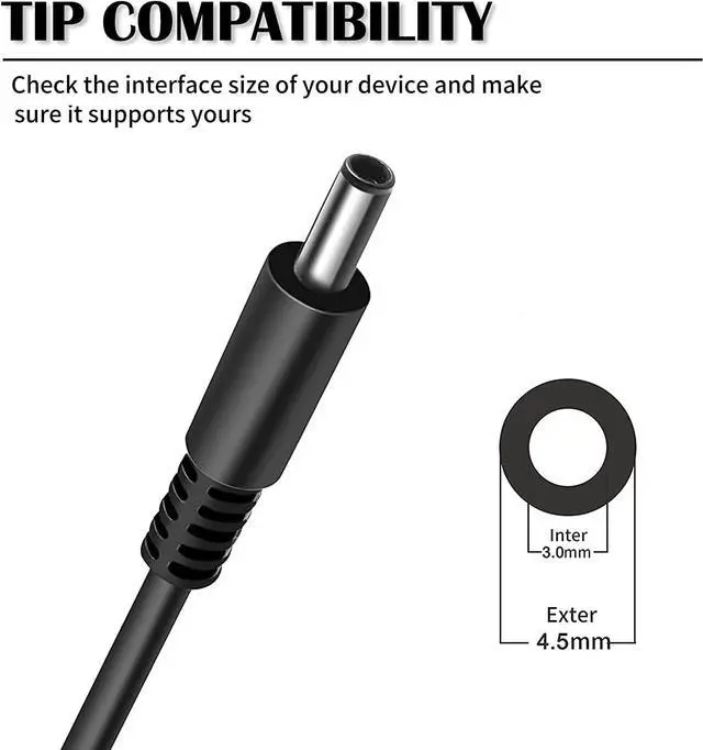 Alt view image 2 of 6 - 65W AC Adapter for Dell Inspiron 13 15 17 Series 15 3551 3552 3558 5555 5567 5558 5559 5755 5758 7558 7568 7569 7579 13 5378 7347 7348 7352 17 5755 5758 5759 Power Supply Cord - 12 Months Warranty