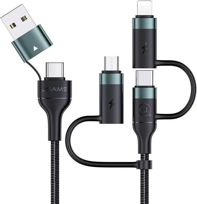 Main image of PD 60W USB C Multi Fast Charging Cable Nylon Braided Cord 5-in-1 3A USB/C to Type C/Micro/Phone Fast Sync Charger Adapter Compatible with Laptop/Tablet/Phone
