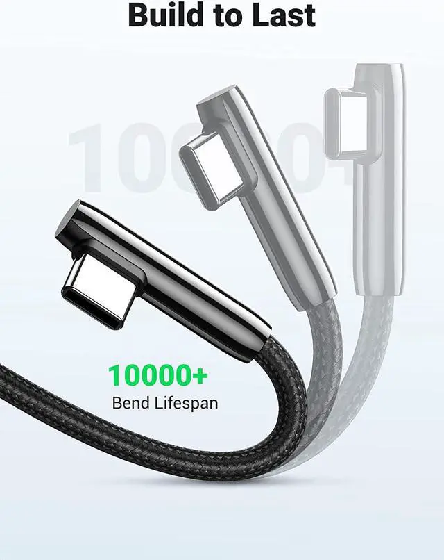 Alt view image 6 of 7 - UGREEN USB C Cable 90 Degree Right Angle USB A to Type C Fast Charging Braided Cord Compatible with iPad Mini 6 Air 4 Samsung Galaxy S21 Note 20 Z Flip Z Fold LG V60 Moto Z Z3 Nintendo Switch 6FT
