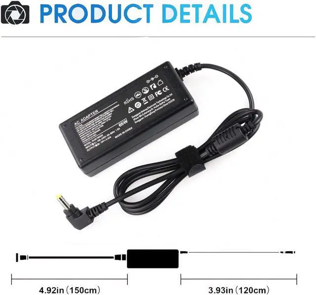 Alt view image 6 of 7 - 19V Power AC Adapter for HP-Pavilion 20" 21.5" 23" 23.8" 25" 27" IPS LED HD Display Monitor Series 27 27xw 27xi 27er 23es 27es 25 24ea 25xw 25bw 25xi 22cwa 23xi 23bw 20xi Power Cord Charger