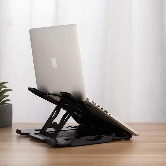 Alt view image 7 of 7 - Ergonomic Adjustable Laptop Stand for Desk with Phone Holder & 360° Rotation - Foldable Portable Stand for 10-17 Laptops MacBook Pro 16 Gaming Laptops Tablets | Heavy-Duty & Ventilated Design