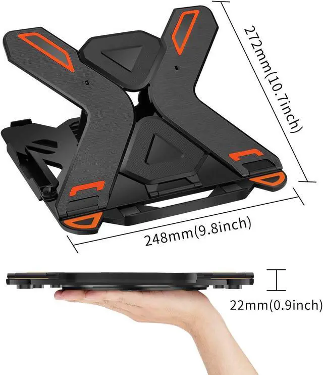 Alt view image 5 of 7 - Ergonomic Adjustable Laptop Stand for Desk with Phone Holder & 360° Rotation - Foldable Portable Stand for 10-17 Laptops MacBook Pro 16 Gaming Laptops Tablets | Heavy-Duty & Ventilated Design