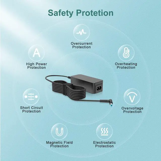 Alt view image 5 of 7 - 45W AC Charger Fit for HP Probook X360 430-G7 435-G7 435-G8 445-G7 445-G8 455-G7 455-G8 470-G7 470-G8 Laptop PC Notebook Power Supply Adapter Cord