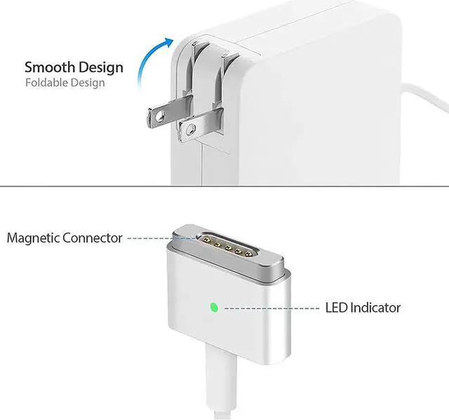 Alt view image 3 of 7 - Compatible with Mac Book Pro Charger, AC 85W T-Type Magnetic Replacement Power Adapter for 13/15/17-After Mid 2012