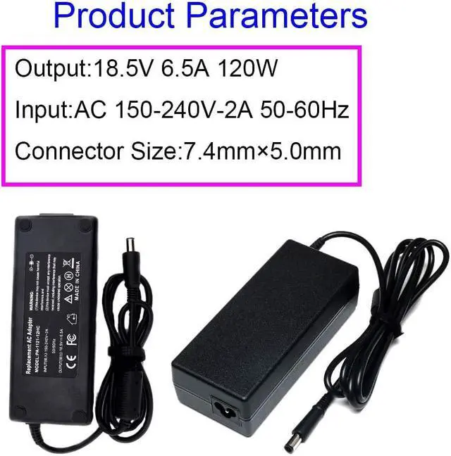 Alt view image 3 of 7 - 18.5V 6.5A 120W AC Adapter Laptop Charger Compatible with HP Pavilion DV7 DV6 PPP017H PPP016H PPP016C PA-1121-42HQ 608426-002 608426-001 645156-001 Power Supply Cord