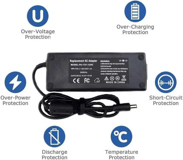 Alt view image 6 of 7 - 18.5V 6.5A 120W AC Adapter Laptop Charger Compatible with HP Pavilion DV7 DV6 PPP017H PPP016H PPP016C PA-1121-42HQ 608426-002 608426-001 645156-001 Power Supply Cord