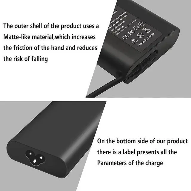 Alt view image 3 of 7 - 65W Type-C Charger Laptop Power Cord for Dell XPS 12 13 9350 9360 9365 9370 9380,Latitude 12 5285 5290 7275 7280,Inspiron 5310 5510 AC Adapter