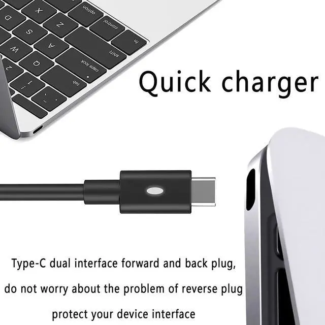 Alt view image 7 of 7 - 65W Type-C Charger Laptop Power Cord for Dell XPS 12 13 9350 9360 9365 9370 9380,Latitude 12 5285 5290 7275 7280,Inspiron 5310 5510 AC Adapter