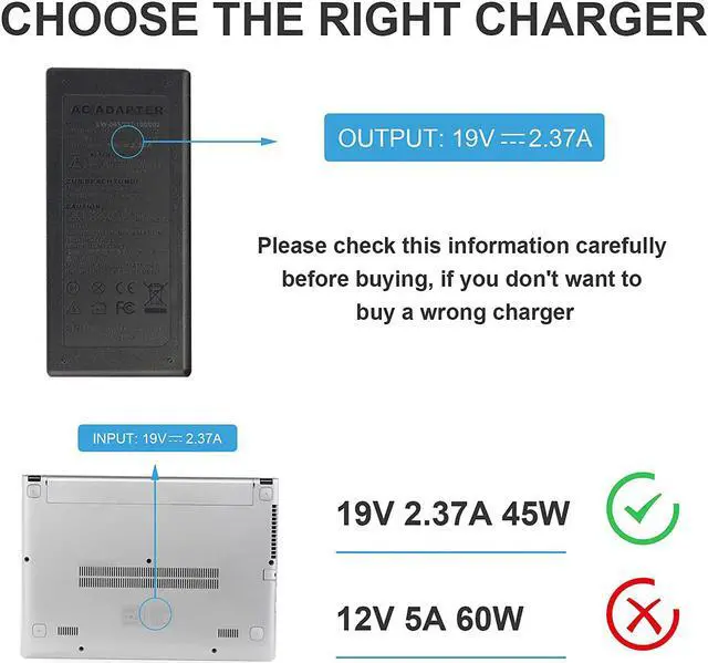 Alt view image 4 of 6 - 19V 2.37A 45W AC Charger Adapter for ASUS X553M X553MA Power Supply Laptop