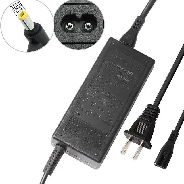 Alt view image 4 of 6 - Futurebatt 65W AC Adapter Charger for Gateway NV52 NV53 NV53A NV54 NV55C NV57H NV570P NV59 NV59C NV73 NV76R NV78 NV79 NE522 NE56R NE71B NE722 LT41P LT2016U LT2802U LT4004U LT4008U Power Supply Cord