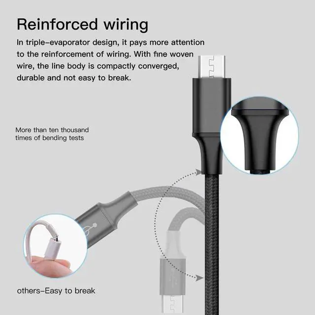 Alt view image 5 of 13 - Multi Charging Cable 2Pack Multi Charger Cable Short 1FT Braided Universal 3 in 1 Multiple USB Cable Charging Cord with Type-C Micro USB Port Connectors for Cell Phone Tablets