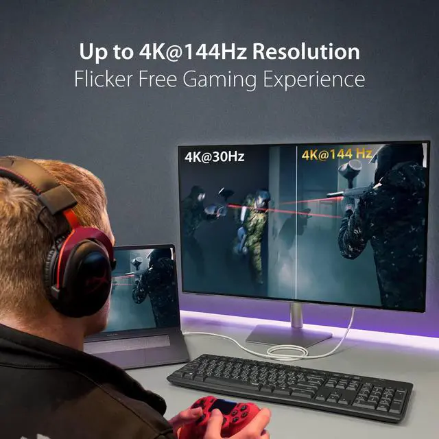 Alt view image 3 of 6 - USB-C to DisplayPort Cable - 4K@144Hz, 3.9ft, Type C to DP Cable, Compatible with iPhone 15 Pro/Max, MacBook Pro/Air, iPad Pro, XPS, Thunderbolt 4, USB 4 (JCA141)