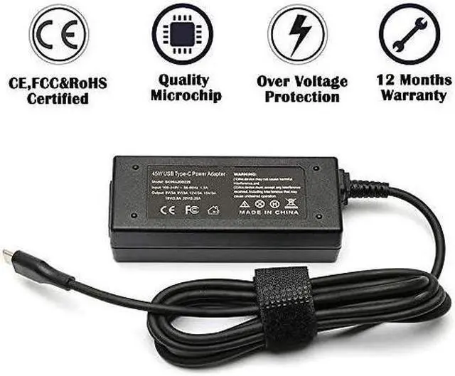Alt view image 7 of 7 - 45W USB C Type-C AC Adapter Laptop Charger Compatible for HP Spectre x360 13-v111dx 13-v011dx 13-w023dx 13-w013dx 13-ae013dx 13-ac023dx Notebook PC 15-ch011dx 15-bl012dx 15-bl112dx Power Supply Cord
