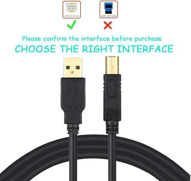 Alt view image 3 of 7 - USB 2.0 Printer Cable 25 FT USB Type A Male to B Male Printer Scanner Cord for HP, Canon, Lexmark, Epson, Dell USB a to b Cable and More (Black 25ft)