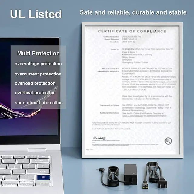 Alt view image 6 of 7 - 19V Charger for Samsung Galaxy Book Flex Alpha 13.3 NP730QCJ-K01US NP730QCJ-K02US, Flex 2 Alpha 13.3" NP730QDA-KB1US NP730QDA-KA1US Power Supply Cord 8.8FT (UL Listed)