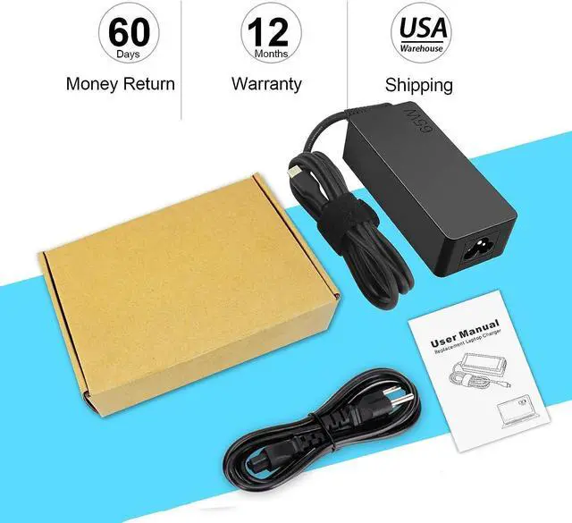 Alt view image 7 of 7 - Laptop USB C Charger for  ThinkPad 65 Watt 20V 3.25A Type-C USB AC Adapter ADLX65YDC2A ThinkPad X280 X380 X390 L390 E480 E580 E590 E495 T480 T490 x1 Carbon Power Adapter  Laptop Charger