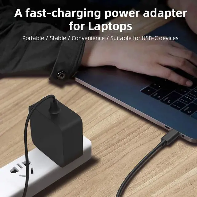 Alt view image 6 of 7 - USB C Laptop Charger 65W Compatible with  Chromebook 4 4+ Galaxy Book Pro 360 Notebook 7 9 Pro Galaxy Tab XE521QAB XE520QAB XE513C24 XE350XBA NP950QDB NP930XDB W18-065N1E