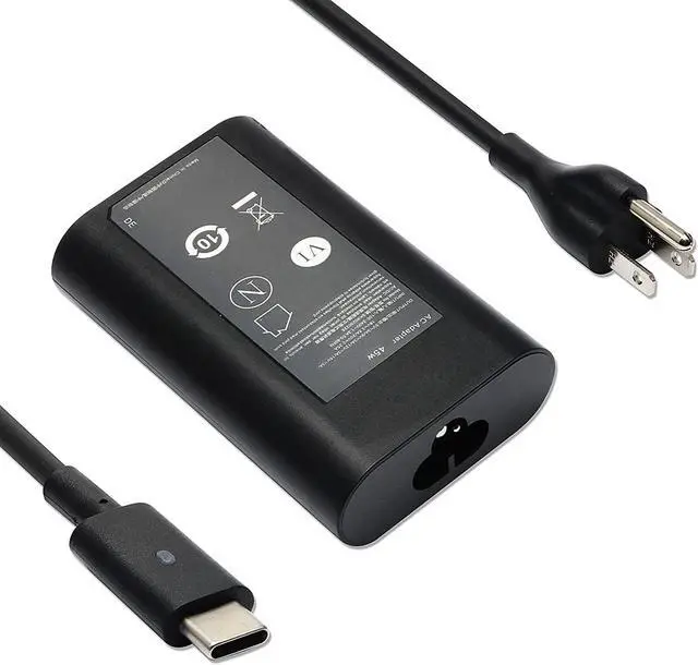 Alt view image 2 of 6 - 45W USB C Type C Replacement AC Adapter for Dell XPS 13 Charger 9333 9350 9360 9365 9370 9380 Dell Latitude 5175 5285 5300 7275 7370 5290-2in1 7390-2in1 LA45NM150 AA45NM150 Laptop Charger Power Cord
