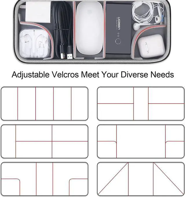Alt view image 6 of 7 - Hard Electronics Organizer Universal Travel Cable Organizers Large Electronic Accessories Storage Case Bag for Laptop Adapter Cord Charger Plug Hard Drive Earphone USB Hub Black