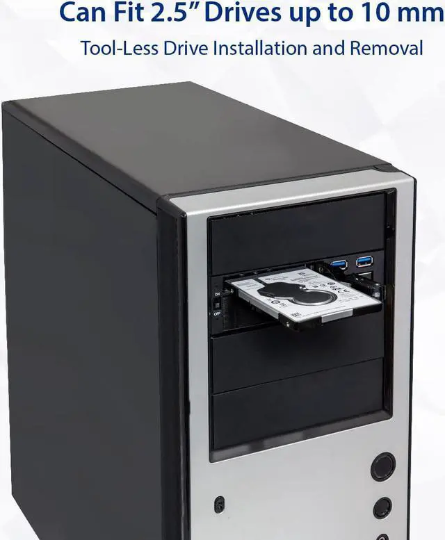 Alt view image 7 of 7 - Syba SY-MRA55006 5.25" Bay Tray Less Mobile Rack for 3.5" and 2.5" Sata III HDD with Extra 2 Port USB 3.0, Black/White