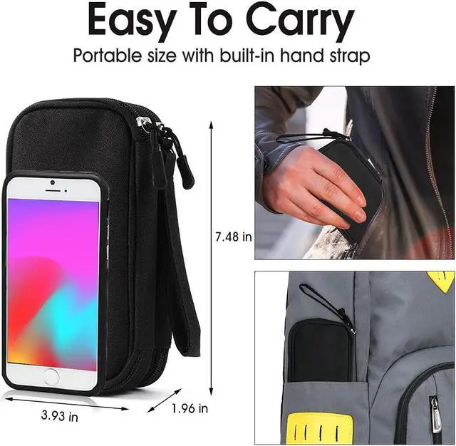 Alt view image 6 of 7 - Electronic Organizer Pouch Bag 3 Compartments Travel Cable Organizer Bag Pouch Portable Electronic Phone Accessories Storage Multifunctional Case for Cable Cord Charger Hard Drive Earphone(Black)