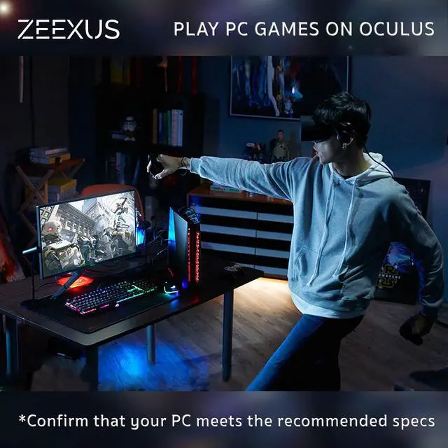 Alt view image 6 of 7 - Oculus Quest 2 Link Cable 16 ft - USB C to USB A - USB 3.2 Gen1 5gbps - Oculus Quest 2 Charging Cable 90 Degree Angled (16 FT USB A to C Black)