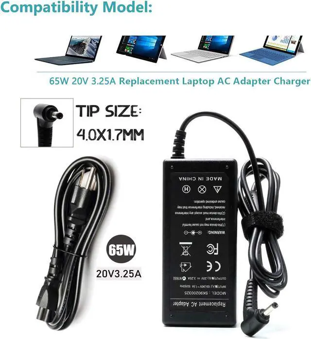Alt view image 2 of 7 - 65W/45W Lenovo Laptop Charger for Lenovo IdeaPad 100 110 120 310 320 330 330S 510 720S Series Yoga 710 510 C640 Flex 4 5 6 11 14 Chromebook N42 100S AC Adapter Power Supply Cord