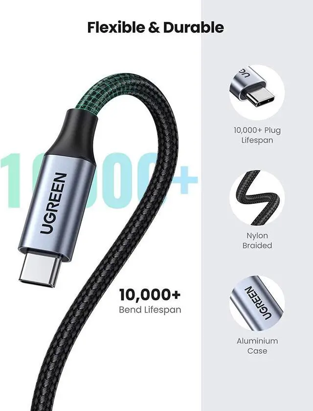 Alt view image 2 of 7 - UGREEN USB Type C Extension Cable - USB 3.2 Gen2 Extender 1.5FT 10Gbps Data Transfer 4K Video Output 100W PD Fast Charging Compatible with Thunderbolt 3, MacBook Pro, iPad Pro, Galaxy S2, Google Pixel
