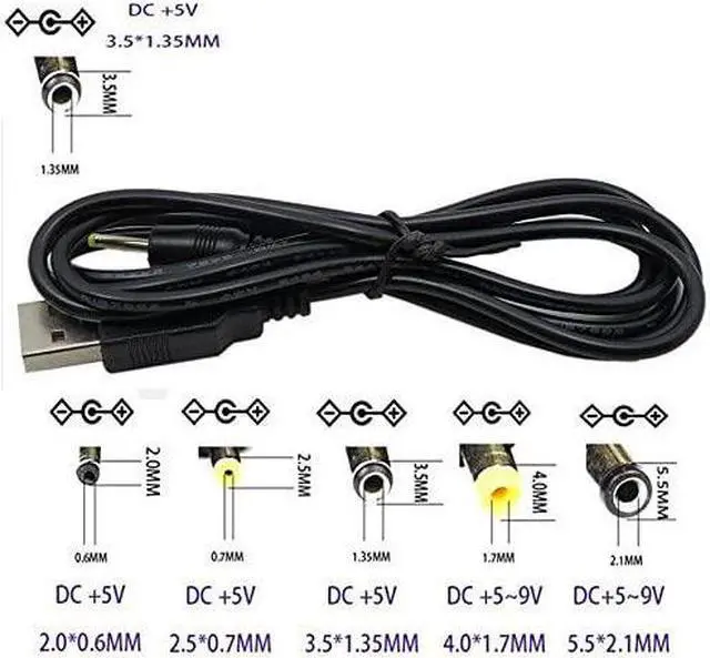 Alt view image 3 of 7 - CABLEDECONN USB A to DC 3.5 mm/1.35 mm 5 Volt DC Barrel Jack Power Cable