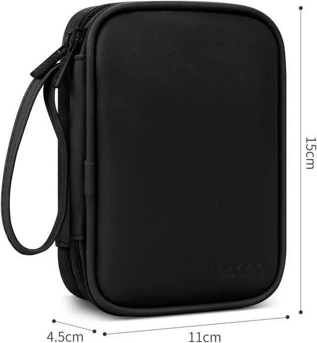 Alt view image 2 of 7 - Dual Hard Drive Case Double Layers 2.5 inch External Drive Storage Carrying Bag Waterproof Shockproof for Organizing HDD and Electronic Accessories PU Leather Black