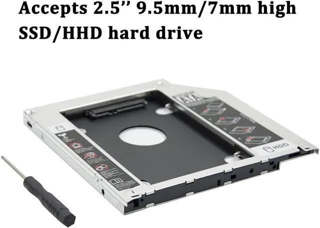 Alt view image 3 of 5 - 2nd 2.5'' SATA HDD SSD Hard Drive Disk DVD CD ROM Optical SuperDrive Caddy Tray Adapter for  Unibody MacBook/MacBook Pro 13 15 17 Early mid Late 2008 2009 2010 2011 2012.etc