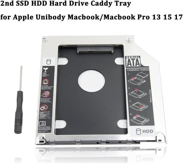 Alt view image 2 of 5 - 2nd 2.5'' SATA HDD SSD Hard Drive Disk DVD CD ROM Optical SuperDrive Caddy Tray Adapter for  Unibody MacBook/MacBook Pro 13 15 17 Early mid Late 2008 2009 2010 2011 2012.etc