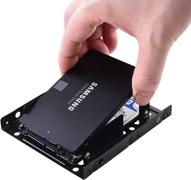 Alt view image 2 of 7 - SSD Mounting Bracket 2 Pack Dual SSD Bracket 2.5 to 3.5 Adapter SSD HDD Metal Mounting Bracket Adapter Hard Drive Holder for PC SSD