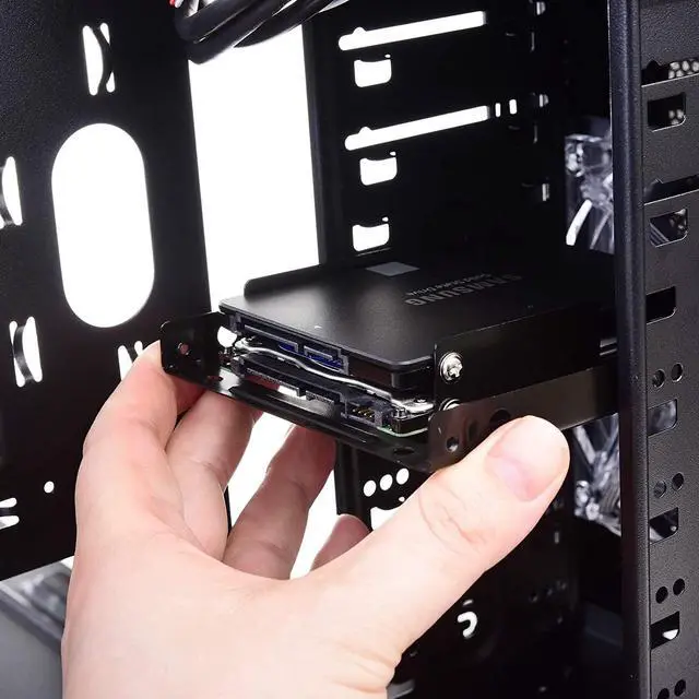 Alt view image 6 of 7 - SSD Mounting Bracket 2 Pack Dual SSD Bracket 2.5 to 3.5 Adapter SSD HDD Metal Mounting Bracket Adapter Hard Drive Holder for PC SSD