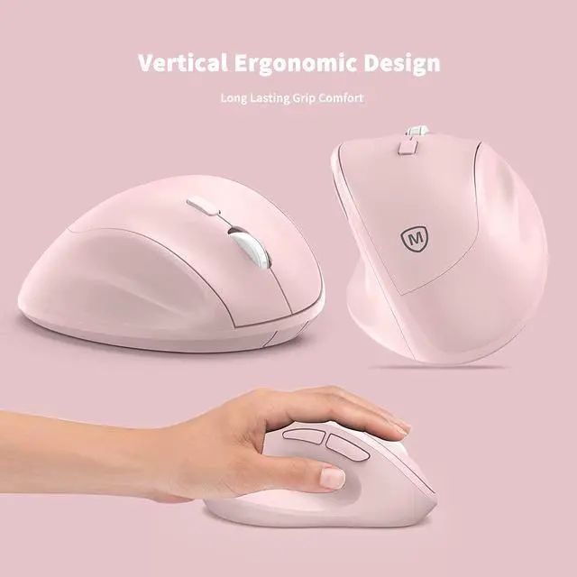 Alt view image 3 of 7 - MICROPACK Digitally Yours Ergonomic Wireless Mouse with USB Receiver for PC, Laptop and Desktop, Pink