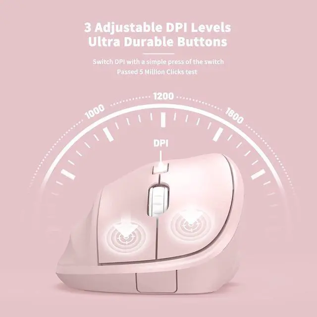 Alt view image 6 of 7 - MICROPACK Digitally Yours Ergonomic Wireless Mouse with USB Receiver for PC, Laptop and Desktop, Pink