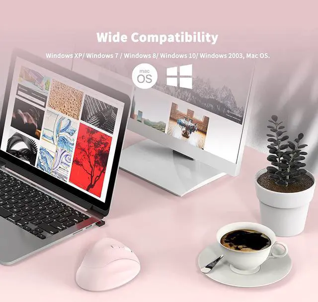 Alt view image 7 of 7 - MICROPACK Digitally Yours Ergonomic Wireless Mouse with USB Receiver for PC, Laptop and Desktop, Pink