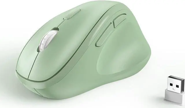 Main image of Ergonomic Wireless Mouse with USB Receiver for PC Computer, Laptop and Desktop, Ergo Vertical Mouse with Silent Clicks Long Battery Life, Up to 1600 DPI & 1 AA Battery Powered, Green